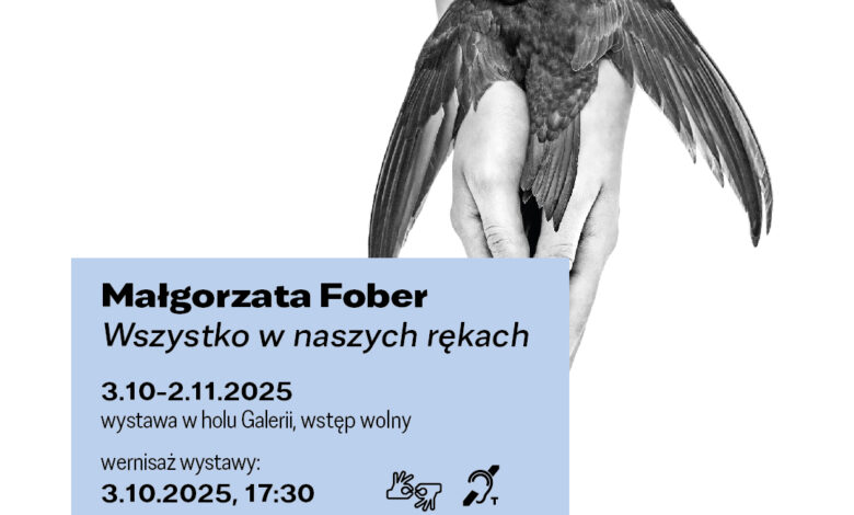 wystawa fotografii Małgorzaty Fober Rybnik - plakat na dłoniach jaskółka