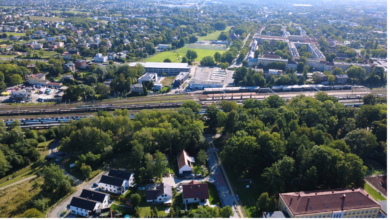 Tychy Dworzec PKP z lotu ptaka