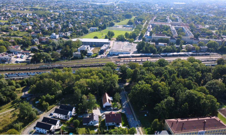 Tychy Dworzec PKP z lotu ptaka