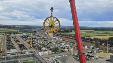 wymiana kół linowych w kopalni Pniówek