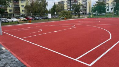 modernizacja boiska Ruda Śląska fragment tartanowego boiska
