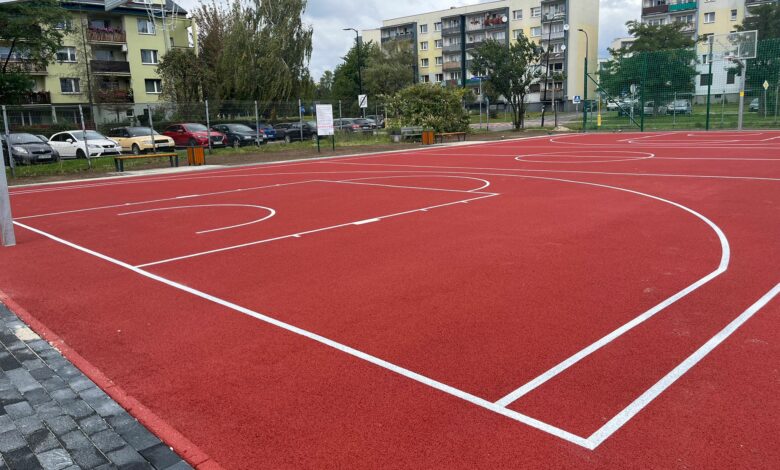 modernizacja boiska Ruda Śląska fragment tartanowego boiska