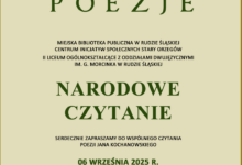 Ruda Śląska dołącza do Narodowego Czytania. W sobotę w Starym Orzegowie zabrzmią wiersze Jana Kochanowskiego – także w muzycznej odsłonie.