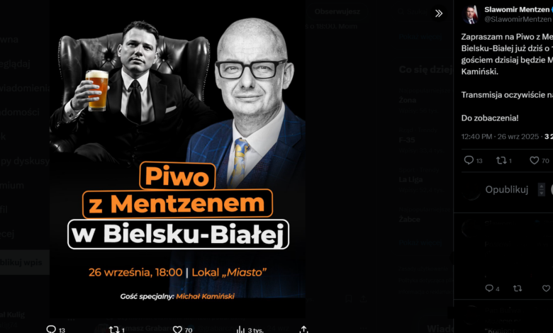 Piwo z Mentzenem Bielsk-Biała Michał Kamiński - reklama internetowa