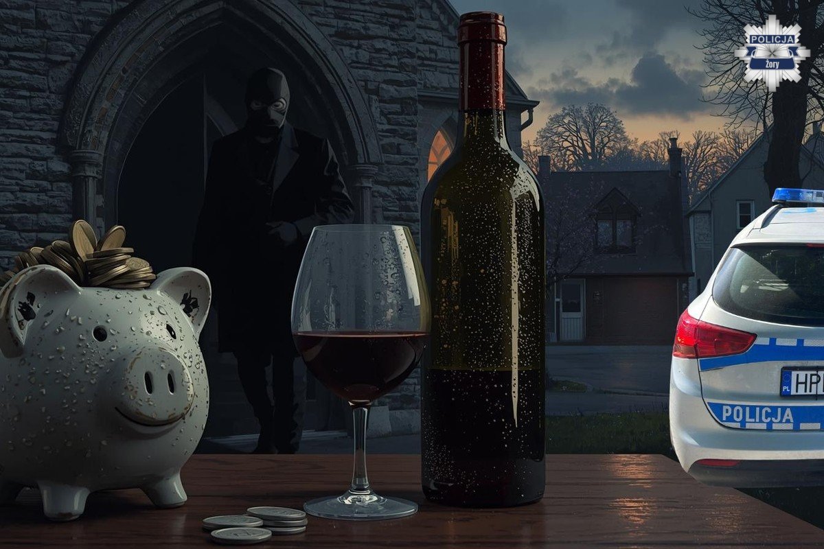 Włamanie do kościoła w Żorach. Sprawca wypił wino mszalne na miejscu [WIDEO]