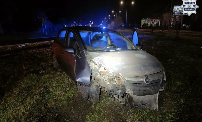 pijany kierowca Mysłowice samochód rozbity po wypadku