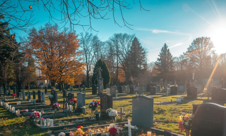 cmentarz groby słoneczny dzień