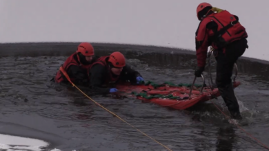 straż pożarna, nurkowie, lód
