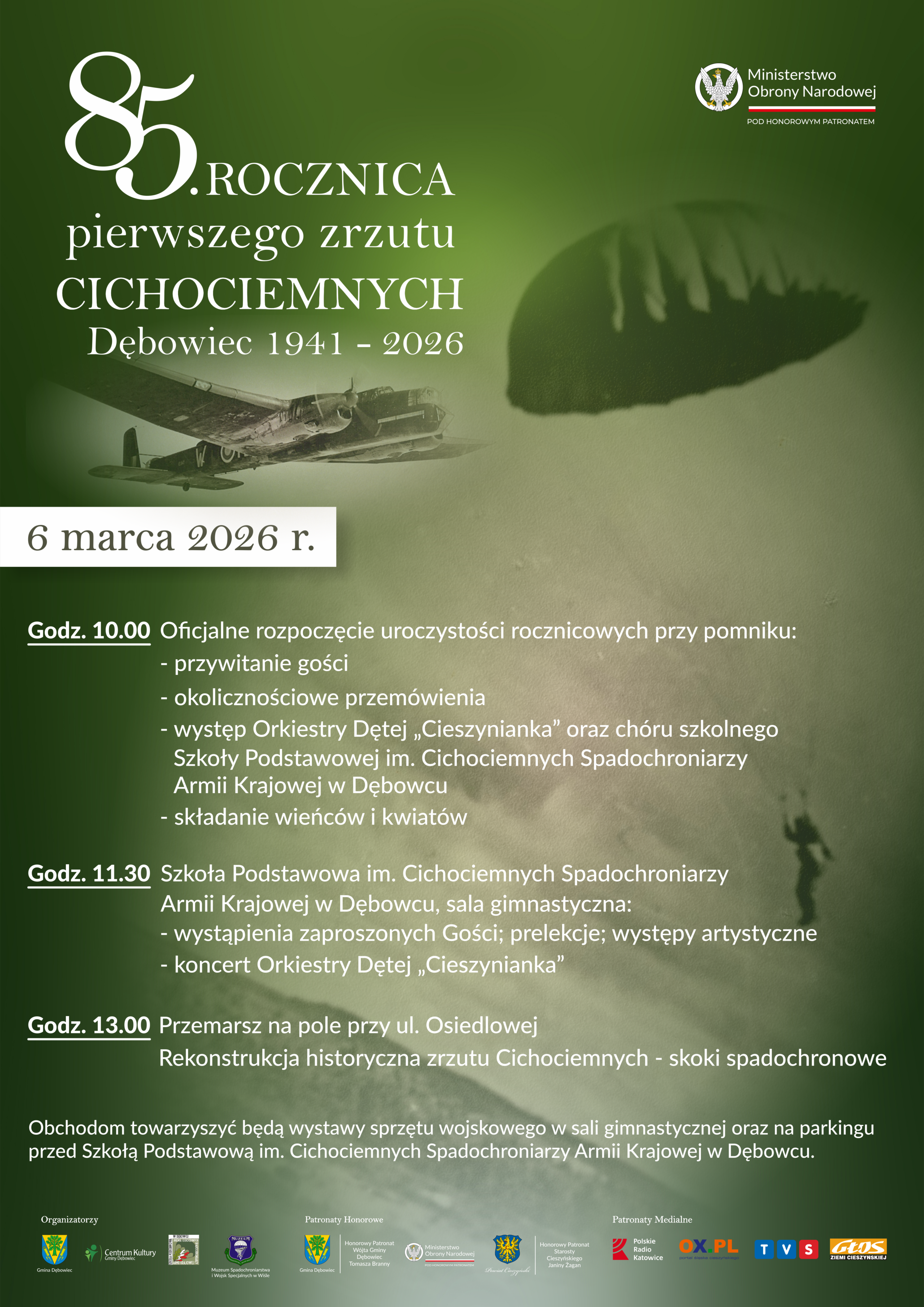 Dębowiec uczci 85. rocznicę pierwszego zrzutu „Cichociemnych”